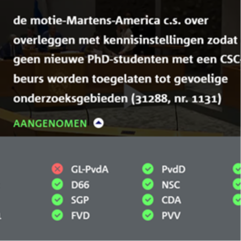 Tweede Kamer wil geen promovendi met Chinese beurs in gevoelige vakgebieden