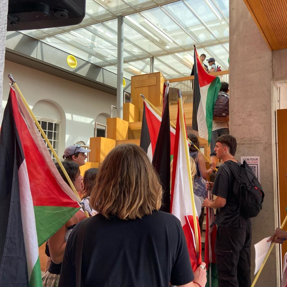 Noisy pro-Palestinian protest march comes to vitriolic end in FASoS garden