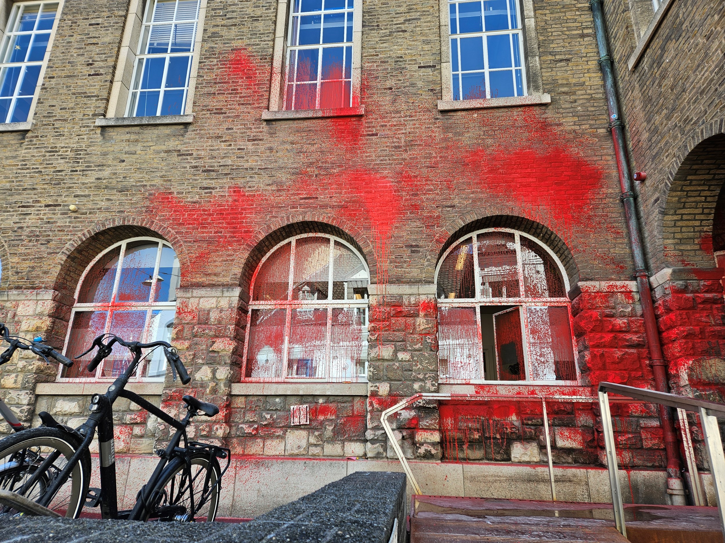 Facade Law Faculty smeared with red paint